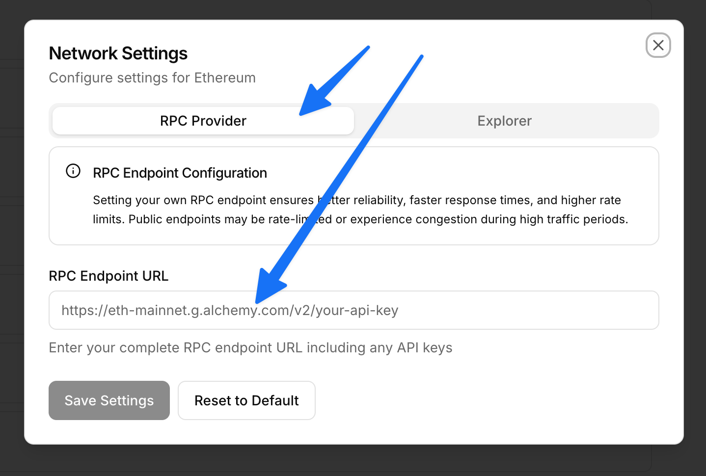 Networks RPC settings